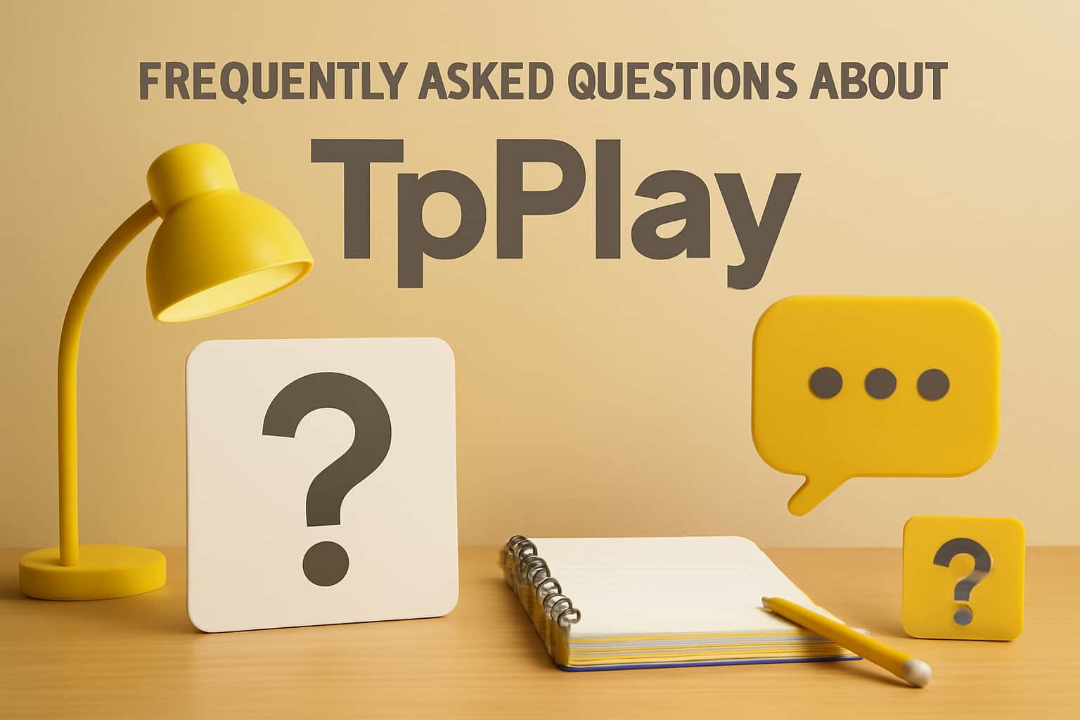 An informative graphic illustrating FAQs regarding the Tpplay app.