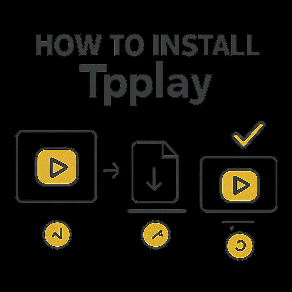 An educational diagram on the steps to install Tpplay.