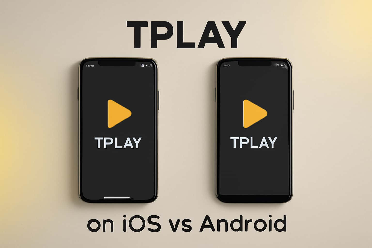 Visual representation of Tpplay on iOS vs Android with the application name prominently displayed.