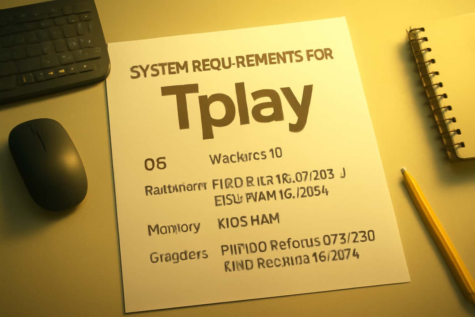 Visual representation of system requirements for Tpplay, highlighting key features and specifications.