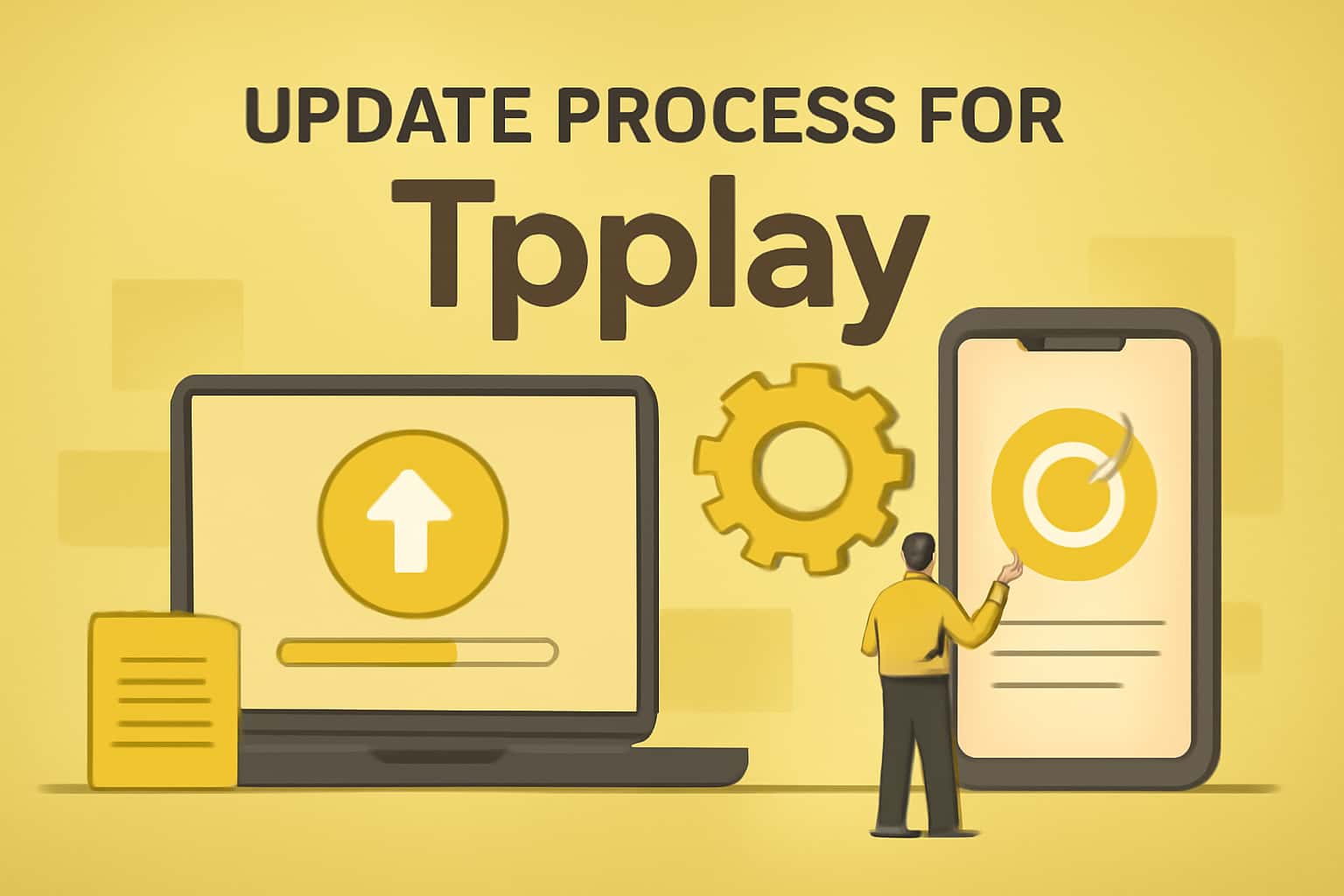 Informational scene illustrating the update process for Tpplay.