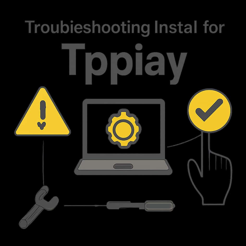Diagram illustrating troubleshooting steps for the installation of the Tpplay app.